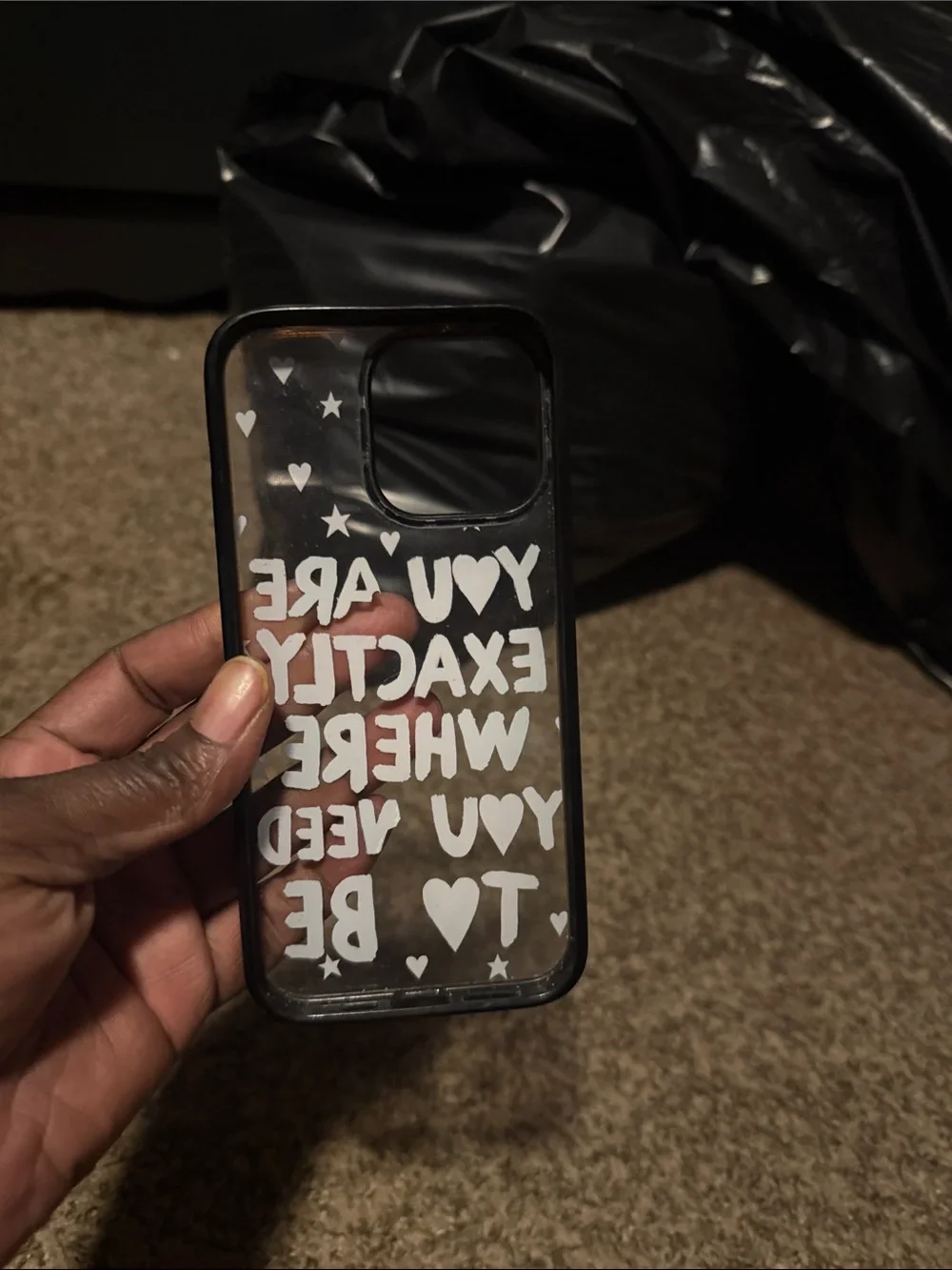 Casetify Black Phone Case with Multicolor Inspirational Lettering